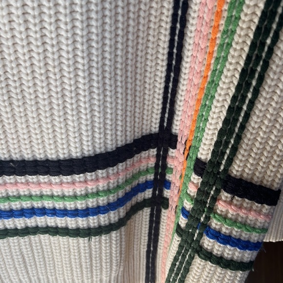 Tory Burch Multi Stripe Merino Wool Oversized Turtleneck Sweater - Picture 8 of 9